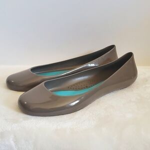 OKA B Taylor Gray Brown Jelly Rubber Ballet Slip On Flats Size US 8 EU 38